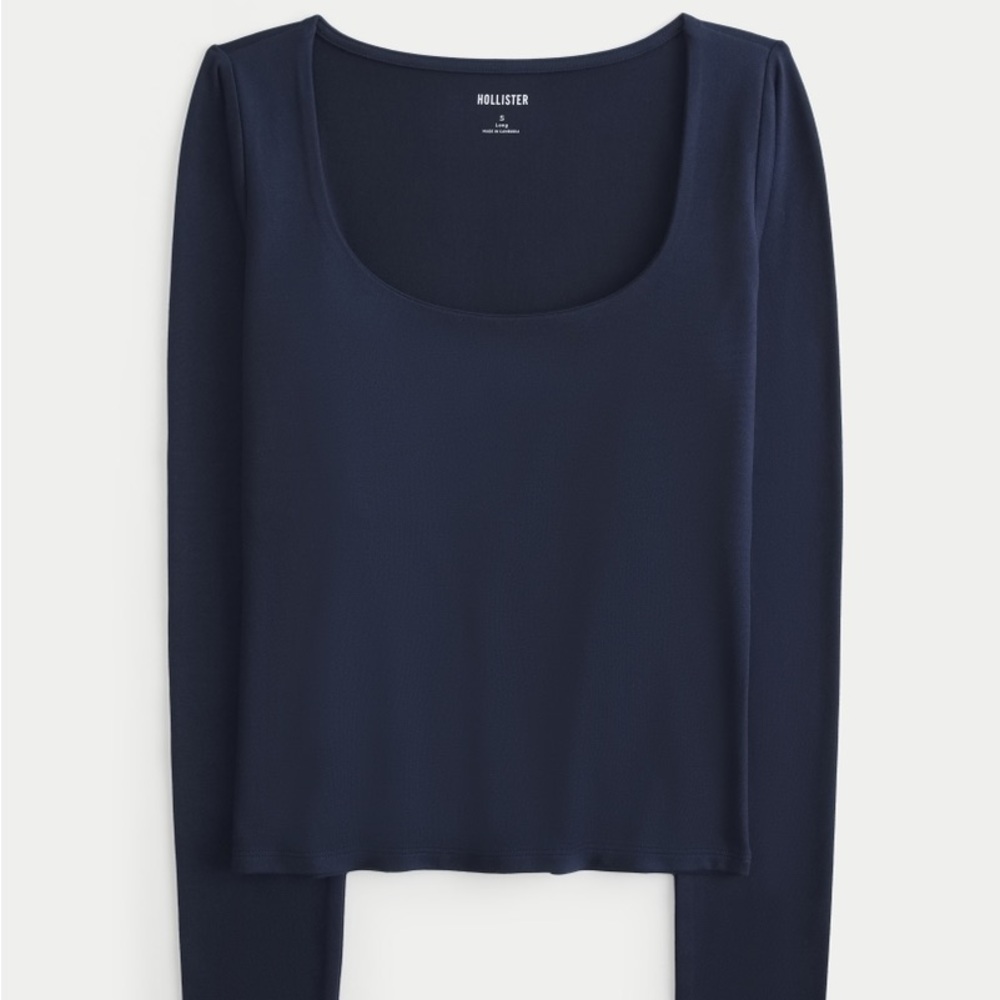 Navy Blue Hollister Soft Stretch Seamless Long Sleeve Top